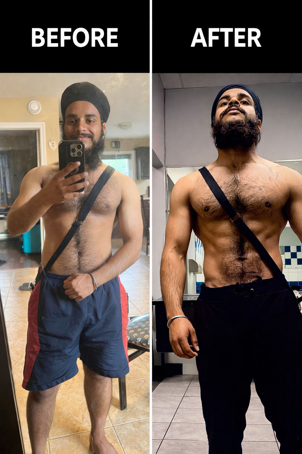 Karam Singh's own before and after, side by side